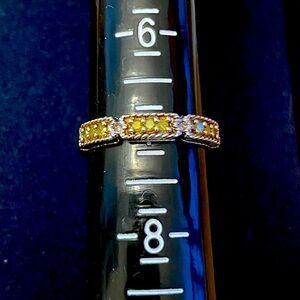 Michael Drechsler 925 silver ring size 7 with yellow diamonds, labeled MDJ
